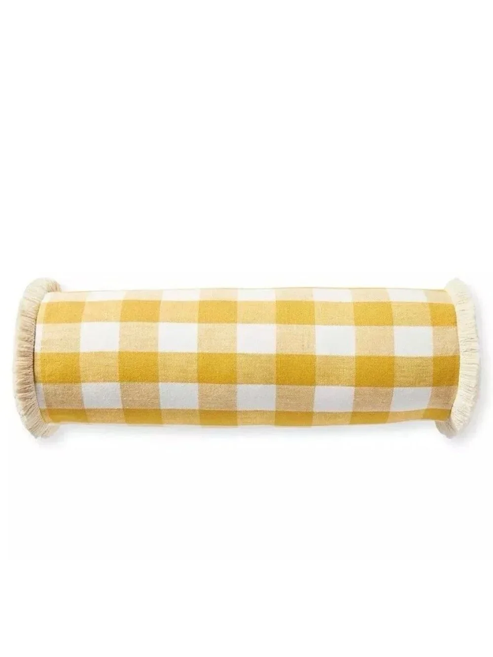 Serena & Lily Gingham Bolster Pillow Cover (SAMPLE/NO TAGS)(7”x20”)-Yellow